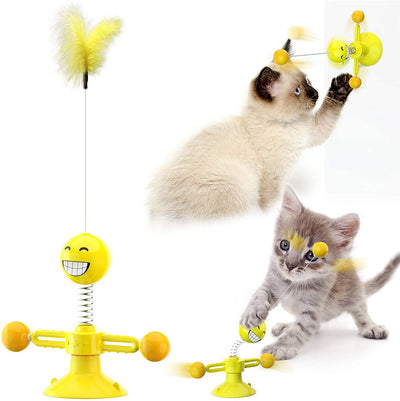 Multifunctional Rotating Spring People Interactive Turntable Cat Toy